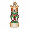Ornament - Glass Christmas Corgi, 3.5"