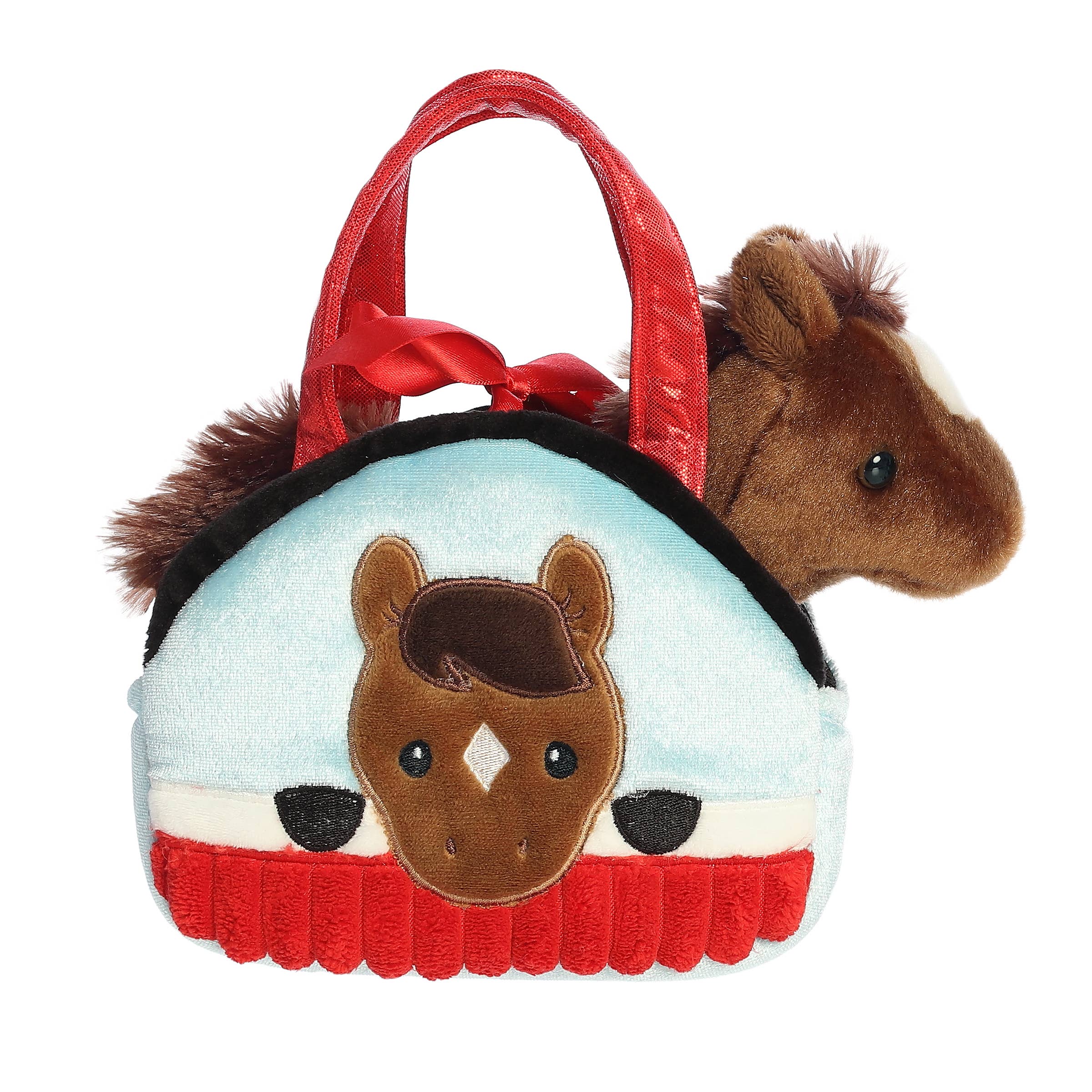 7" Brown Pony in Peek-A-Boo in Sparkle Purse Carrier
