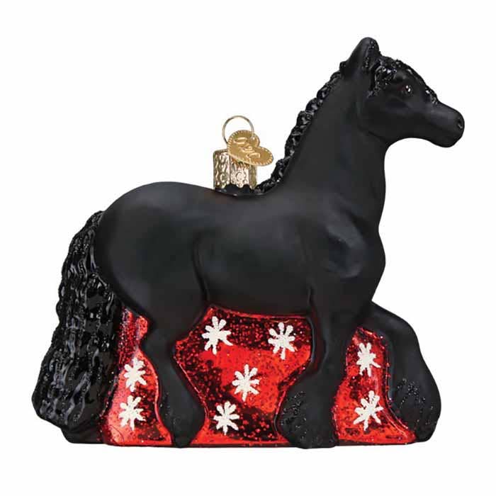 Ornament - Glass Friesian, 4.25"