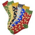 Gingerbread Horses Crew Socks, 6-pack, Ladies shoe size 5-10