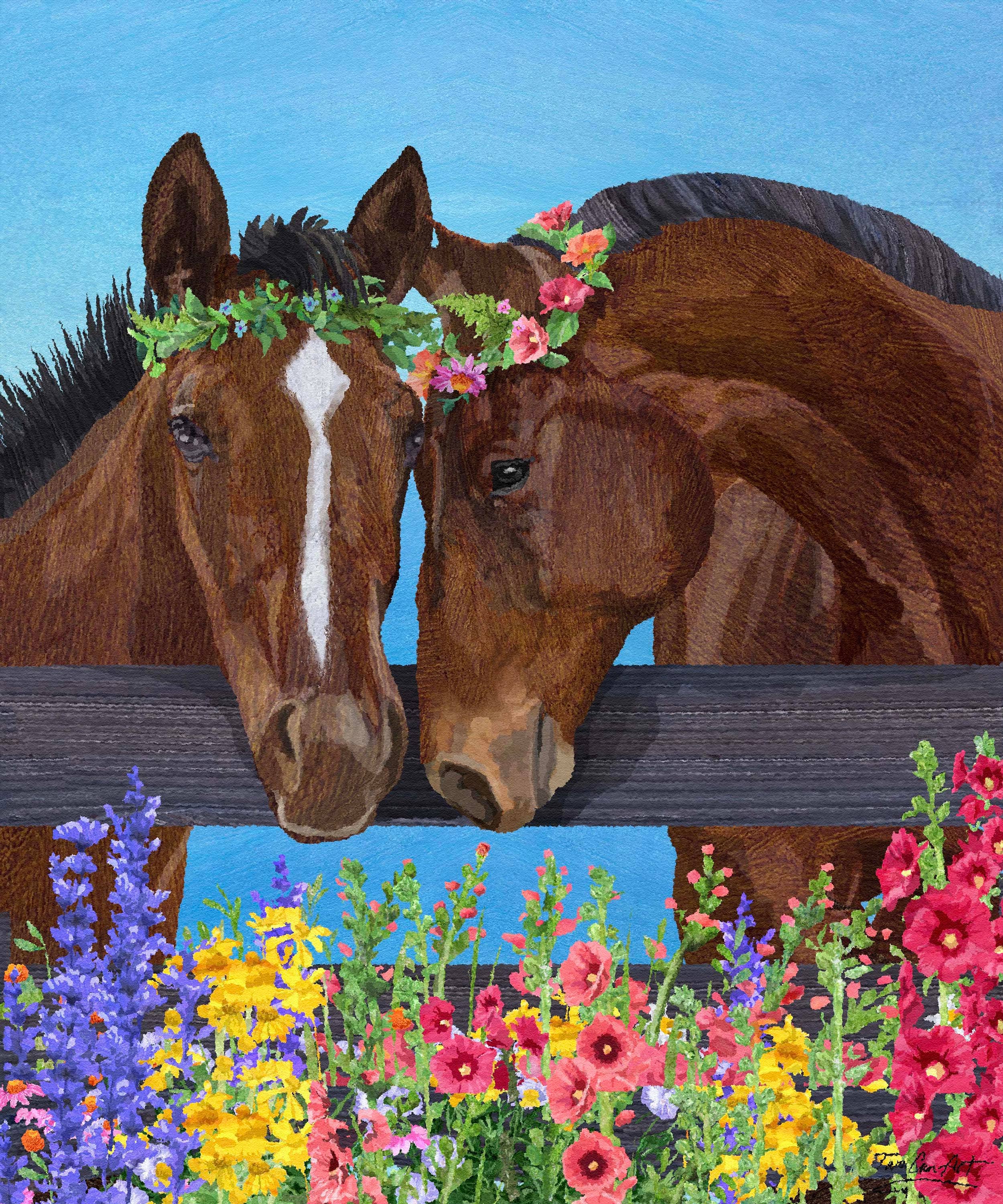 Let's Nuzzle Horses Throw Blanket 60" x 72"