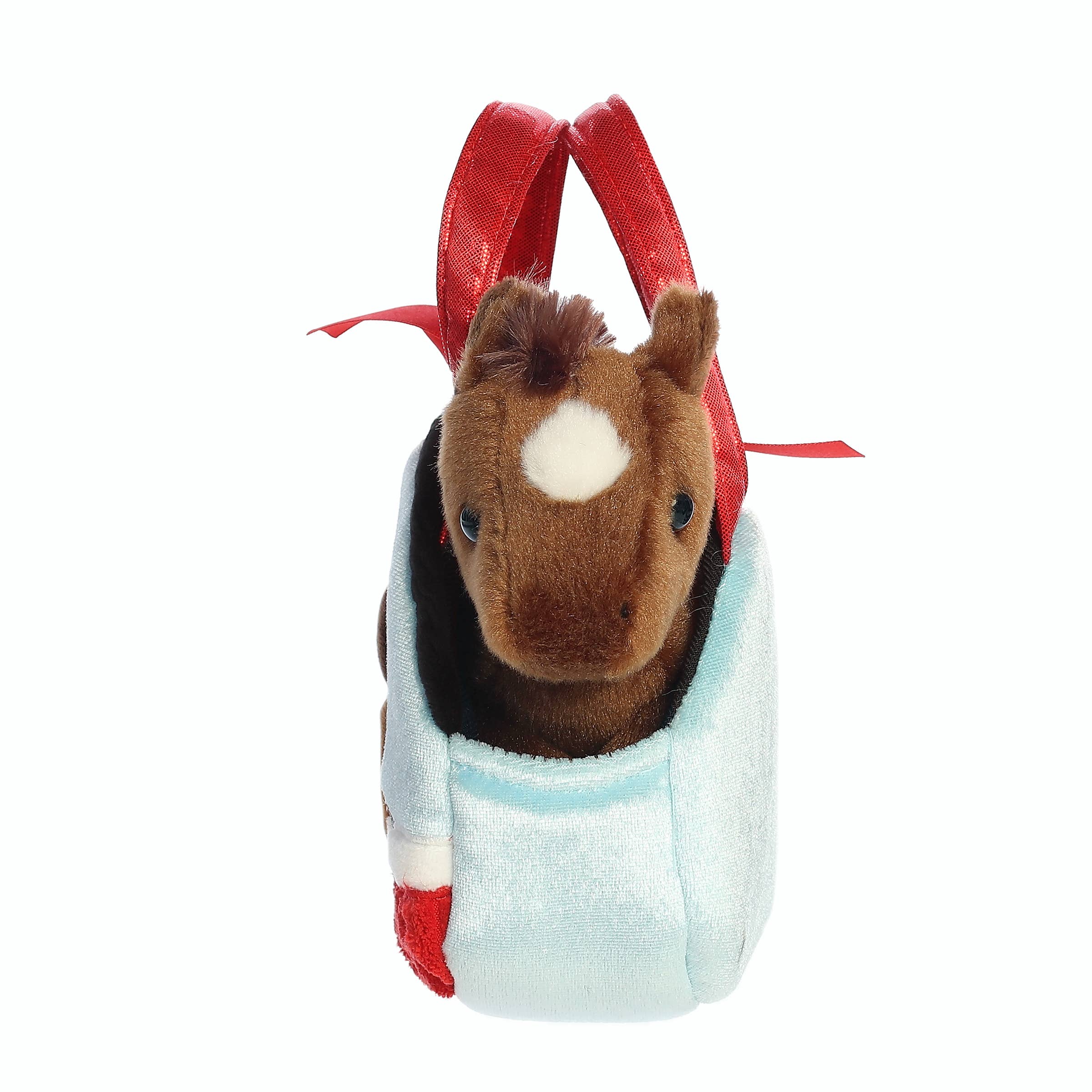7" Brown Pony in Peek-A-Boo in Sparkle Purse Carrier