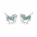 Kid's Galloping Horse Earrings, Aqua