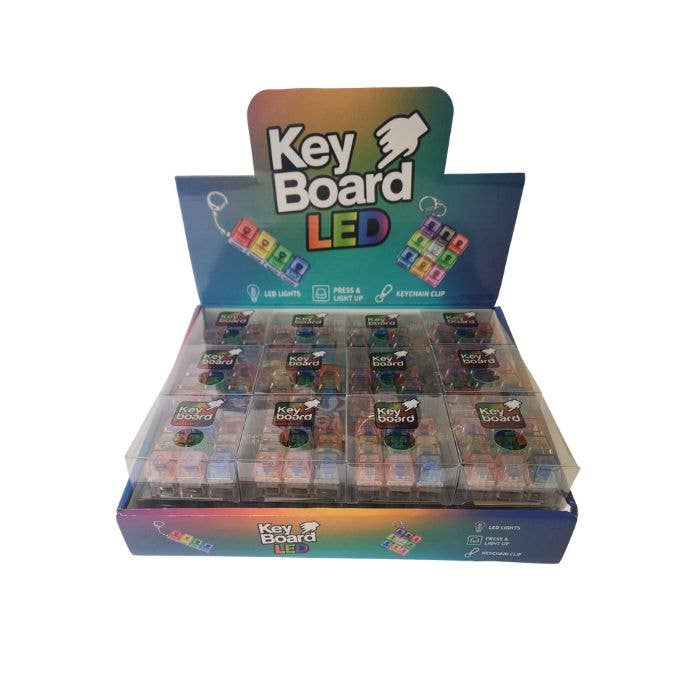 2.25" Key Board LED Fidget Stress Relief Keychain Toy Fidget, Display of 24