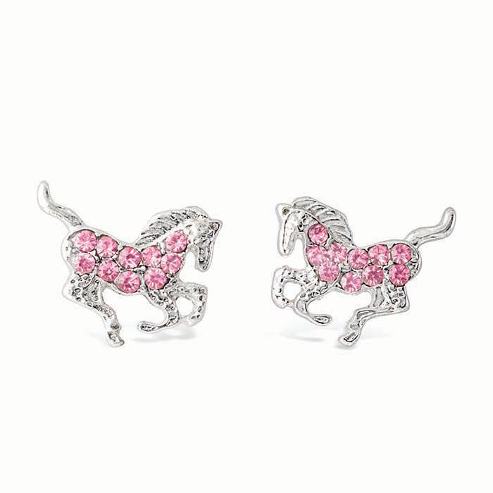 Kid's Galloping Horse Earrings, Aqua