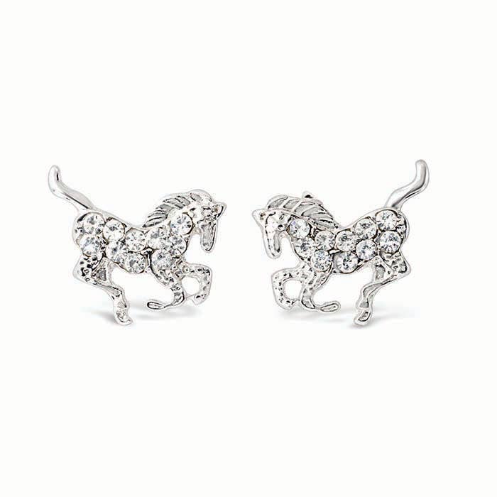 Kid's Galloping Horse Earrings, Aqua