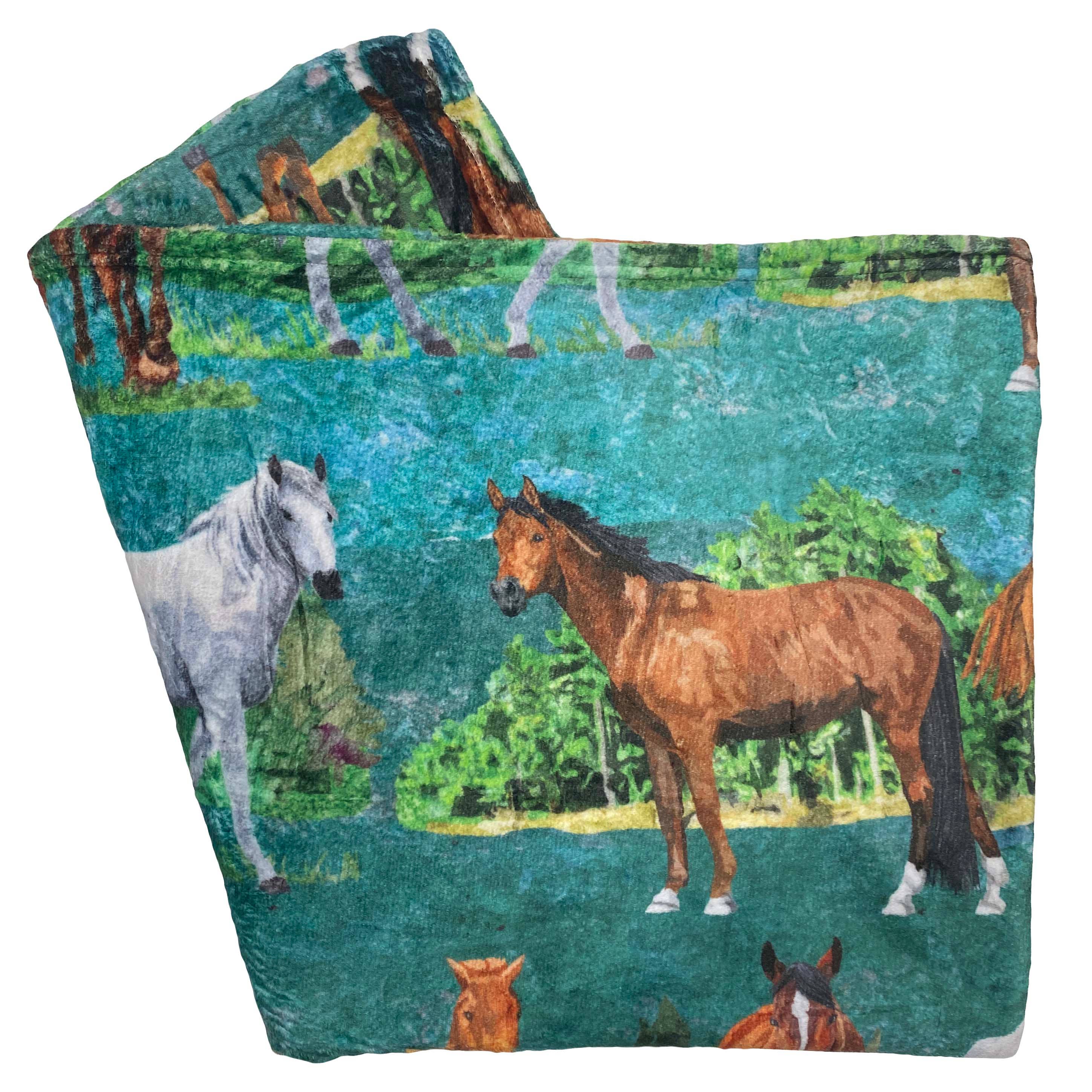 Tropical Horses Throw Blanket 60" x 72"