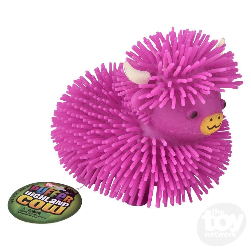 4" Highland Cow Puffer Sensory Toys, Display of 12