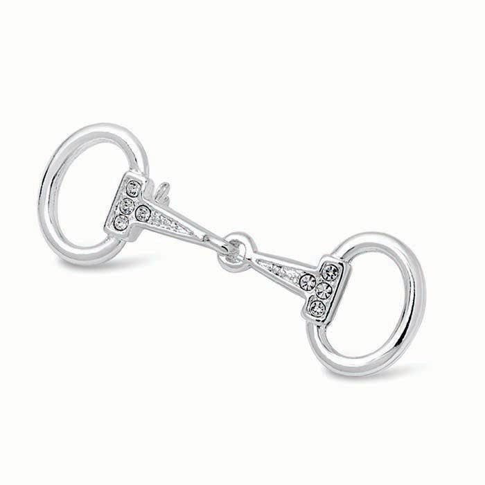 Small Genuine Silver Plated Snaffle Bit Pin, Aqua