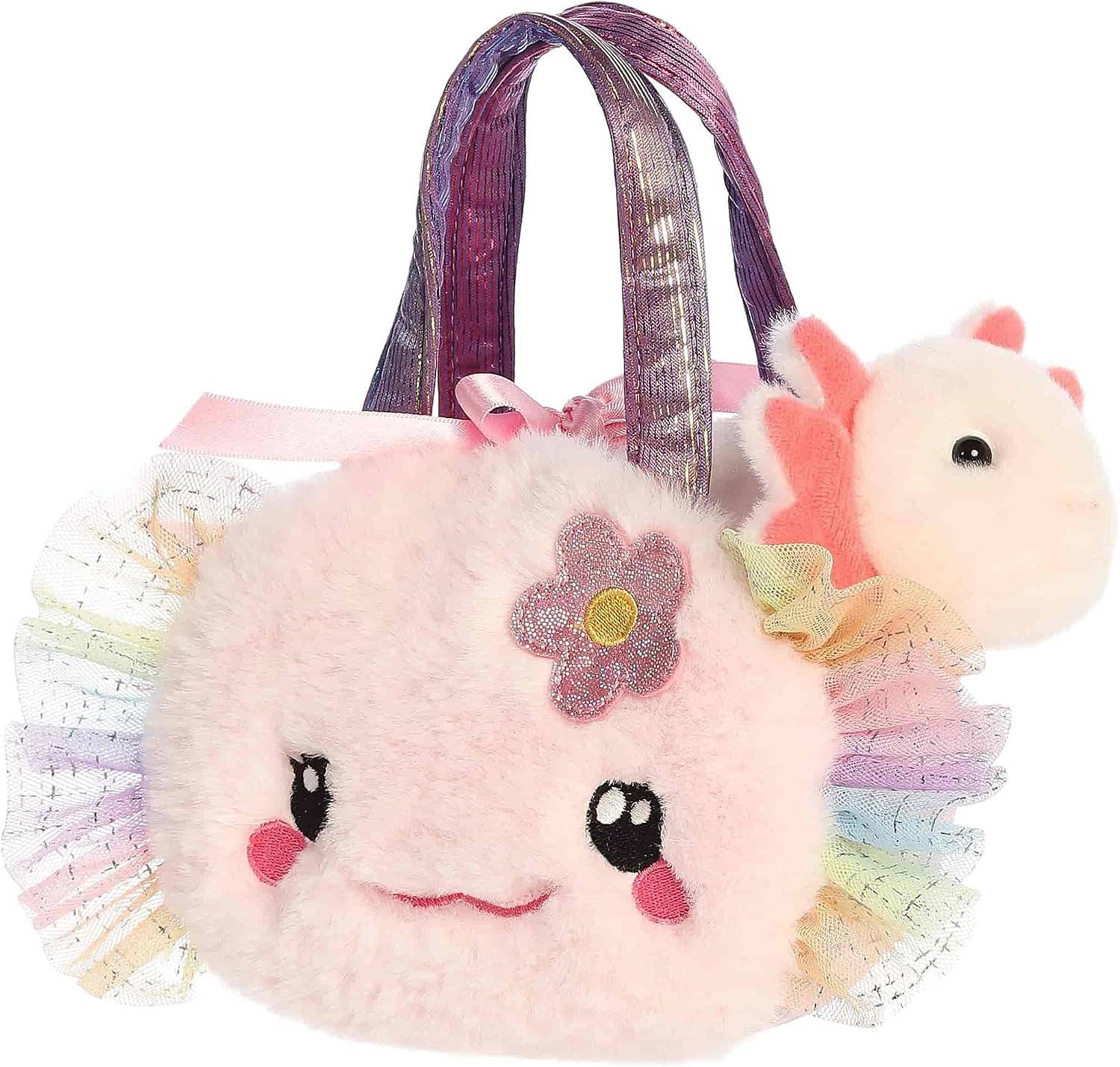 8" Plush Fuzzy Face Rainbow Axolotl Fancy Pals
