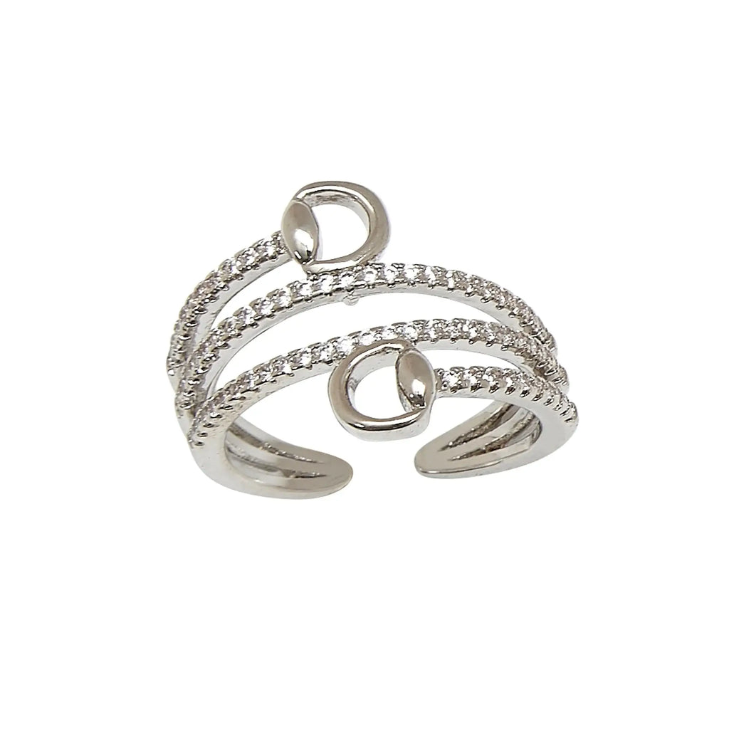 Spiral Rhinestones and Snaffle Bit Ring, Adjustable