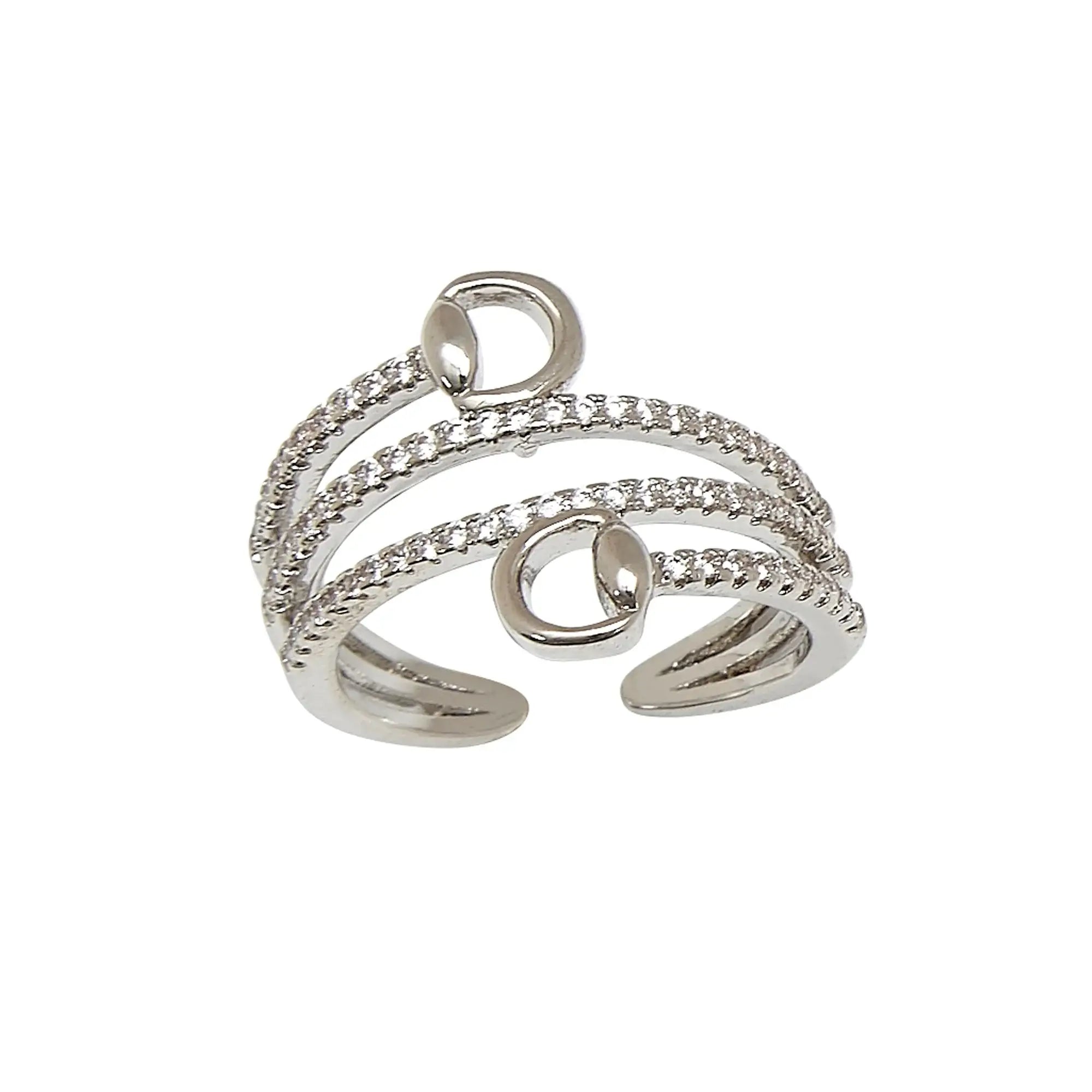 Spiral Rhinestones and Snaffle Bit Ring, Adjustable