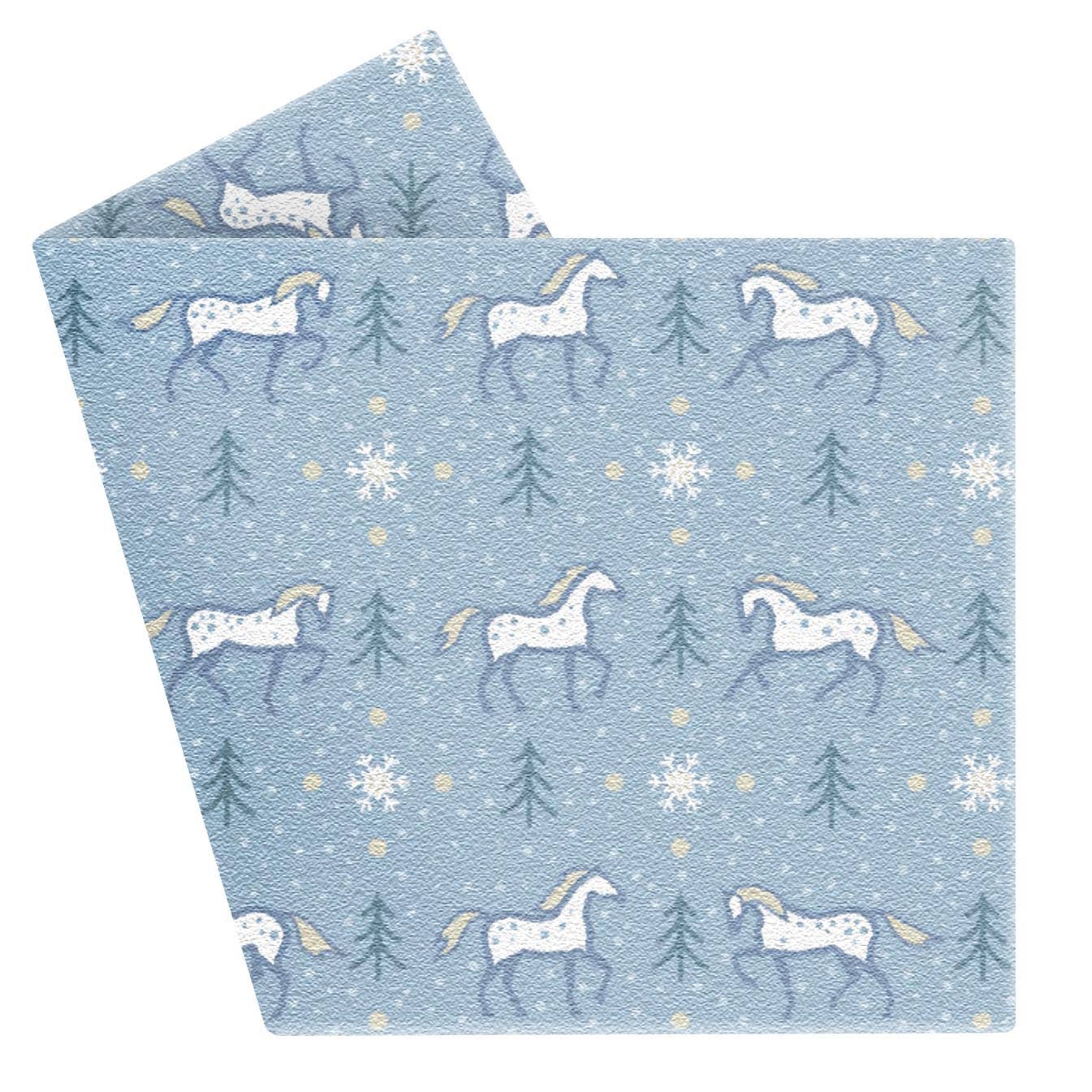 Snowy Pines Horse Throw Blanket 60" x 72"