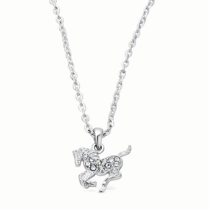 Kid's Galloping Horse Necklace, Aqua