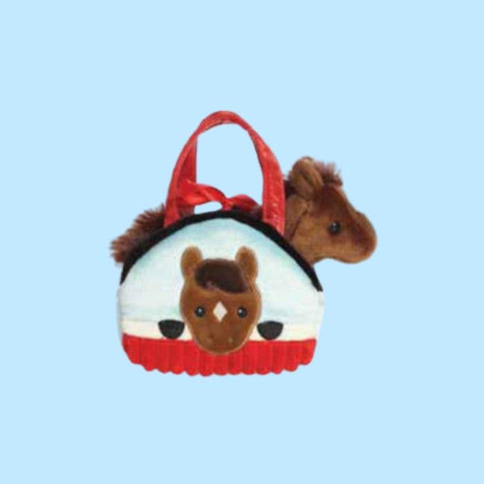 7" Brown Pony in Peek-A-Boo in Sparkle Purse Carrier