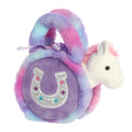 7" Plush White Horse in Lavender Horseshoe Purse Carrier