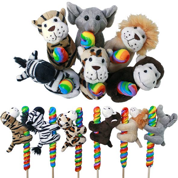 4" Plush Zoo Animal On Pop