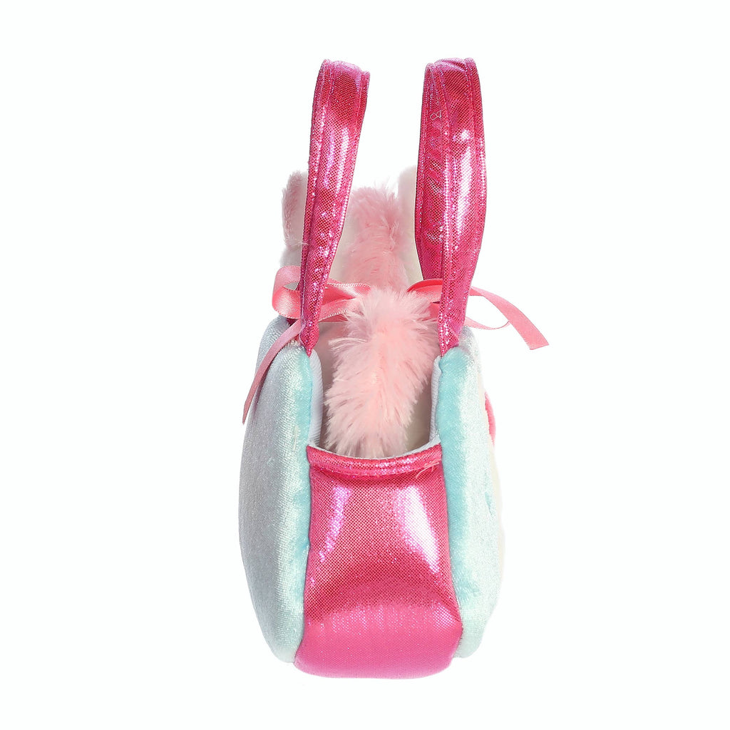 7" White Unicorn in Peek-A-Boo Sparkle Purse Carrier