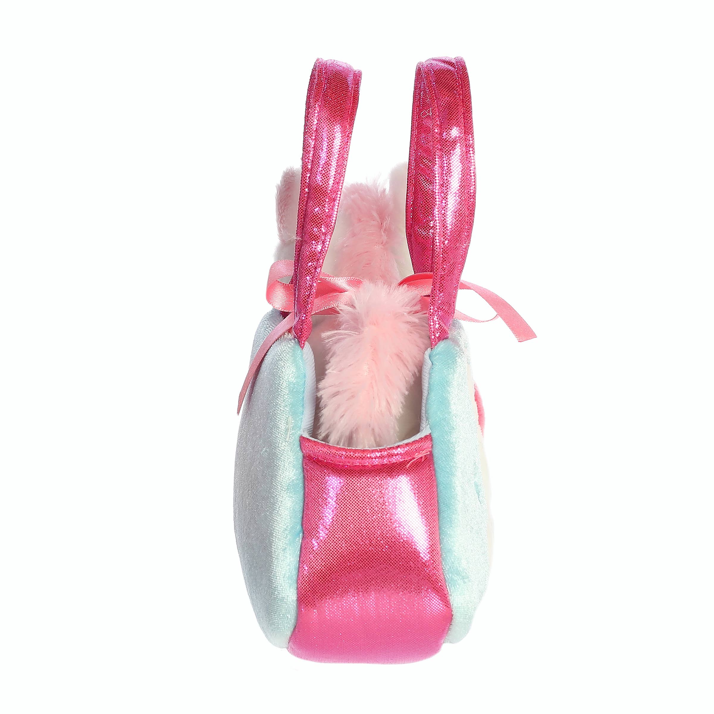 7" White Unicorn in Peek-A-Boo Sparkle Purse Carrier