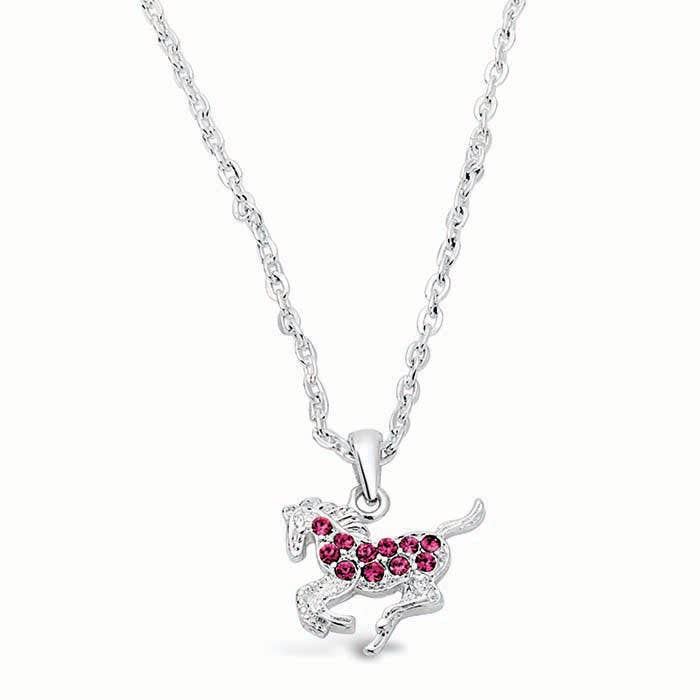 Kid's Galloping Horse Necklace, Aqua