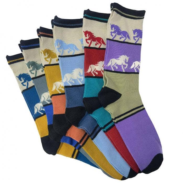 Bold Horse Crew Socks, 6-pack, Ladies size 9-11