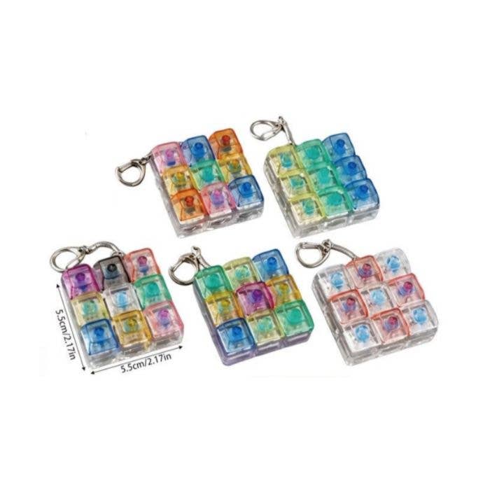 2.25" Key Board LED Fidget Stress Relief Keychain Toy Fidget, Display of 24