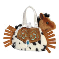 7" Plush Brown Horse in Western Fringe Purse Carrier
